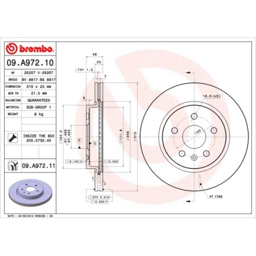 09.A972.11 BREMSSCHEIBE BREMBO HA  VP2 - ATU