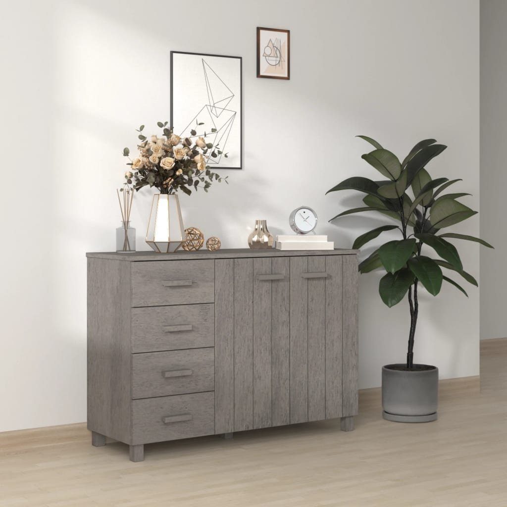 vidaXL Sideboard Sideboard HAMAR Hellgrau 113x40x80 cm Massivholz Kiefer (1 St)