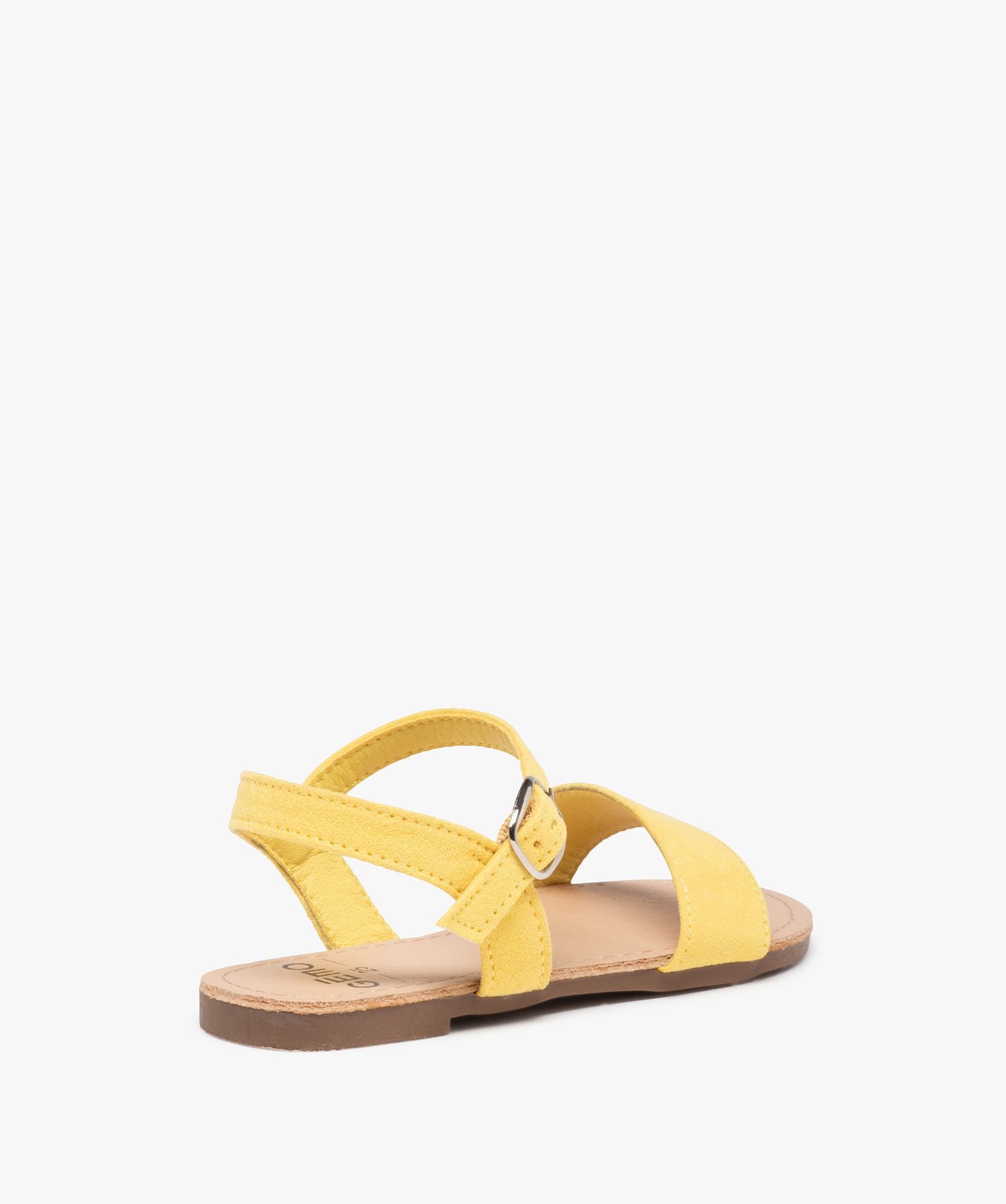 Sandales fille à brides en suédine unie jaune | GEMO