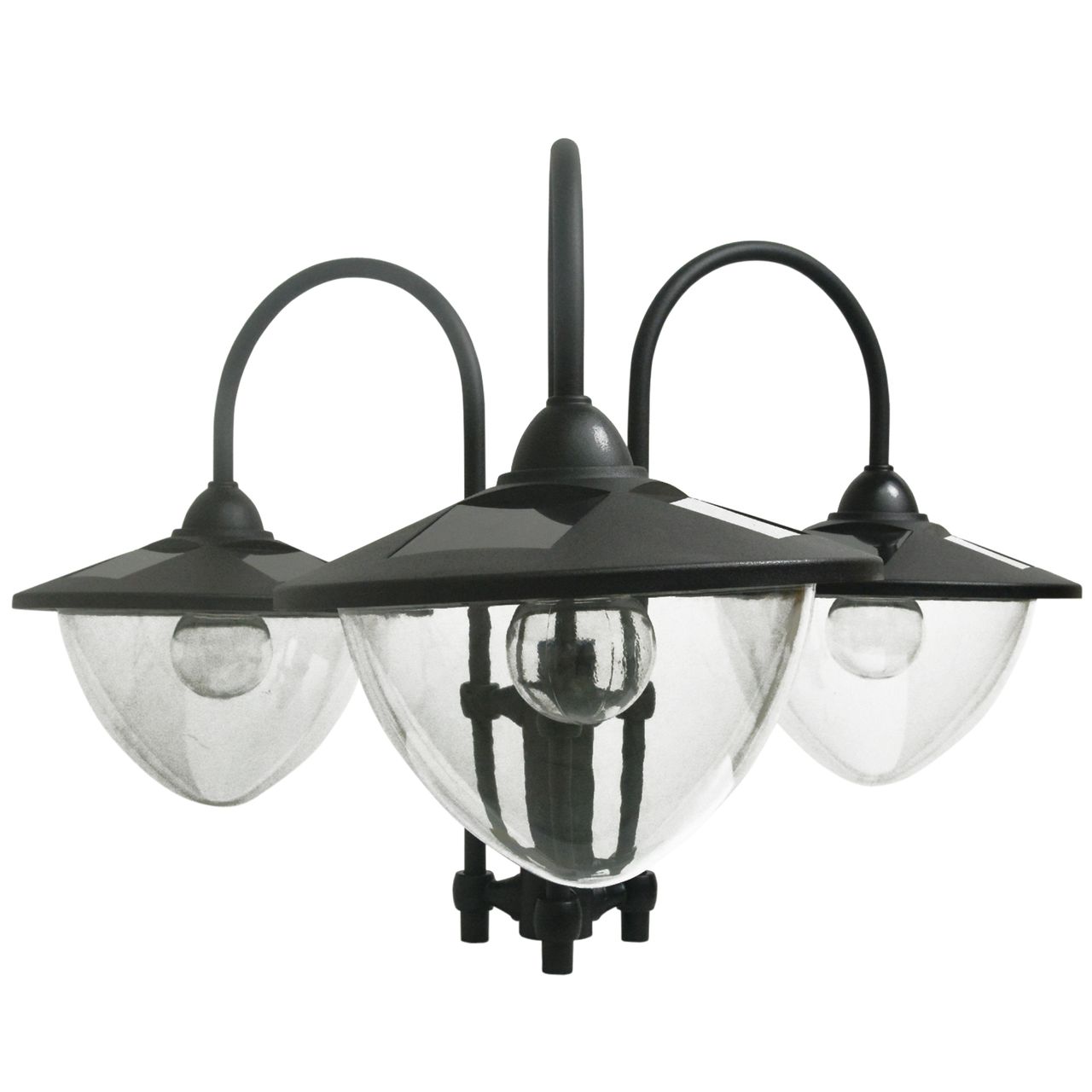 Outsunny Solarleuchte Gartenlicht 3-köpfige Lampe mit Blumentopf-Basis