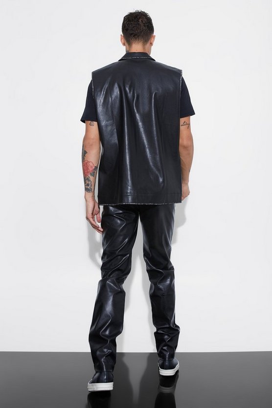 Ärmelloser Oversize PU-Blazer