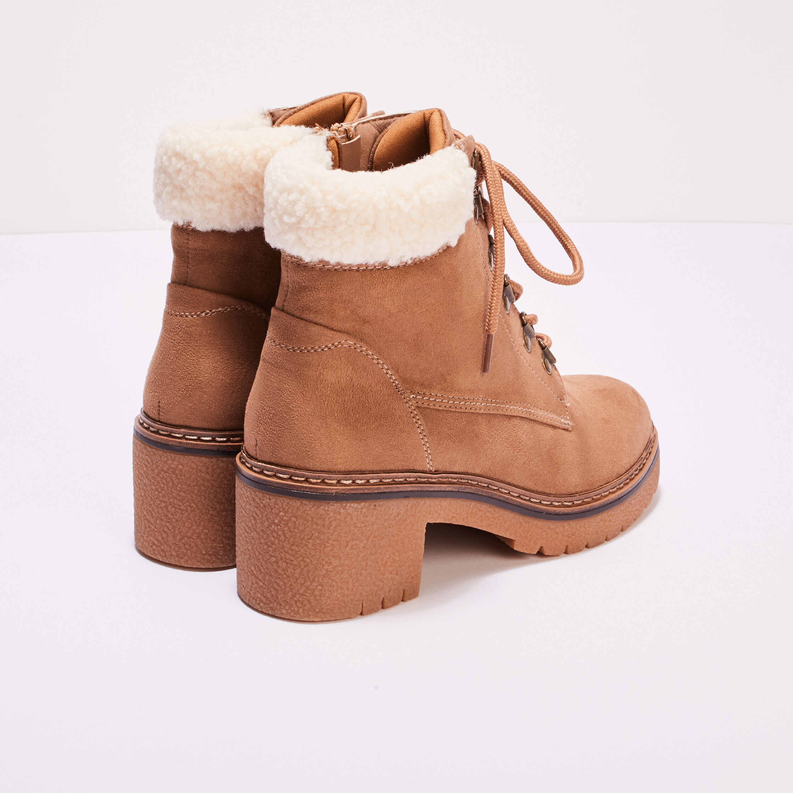 Bottines ranger à talons camel femme | Cache Cache