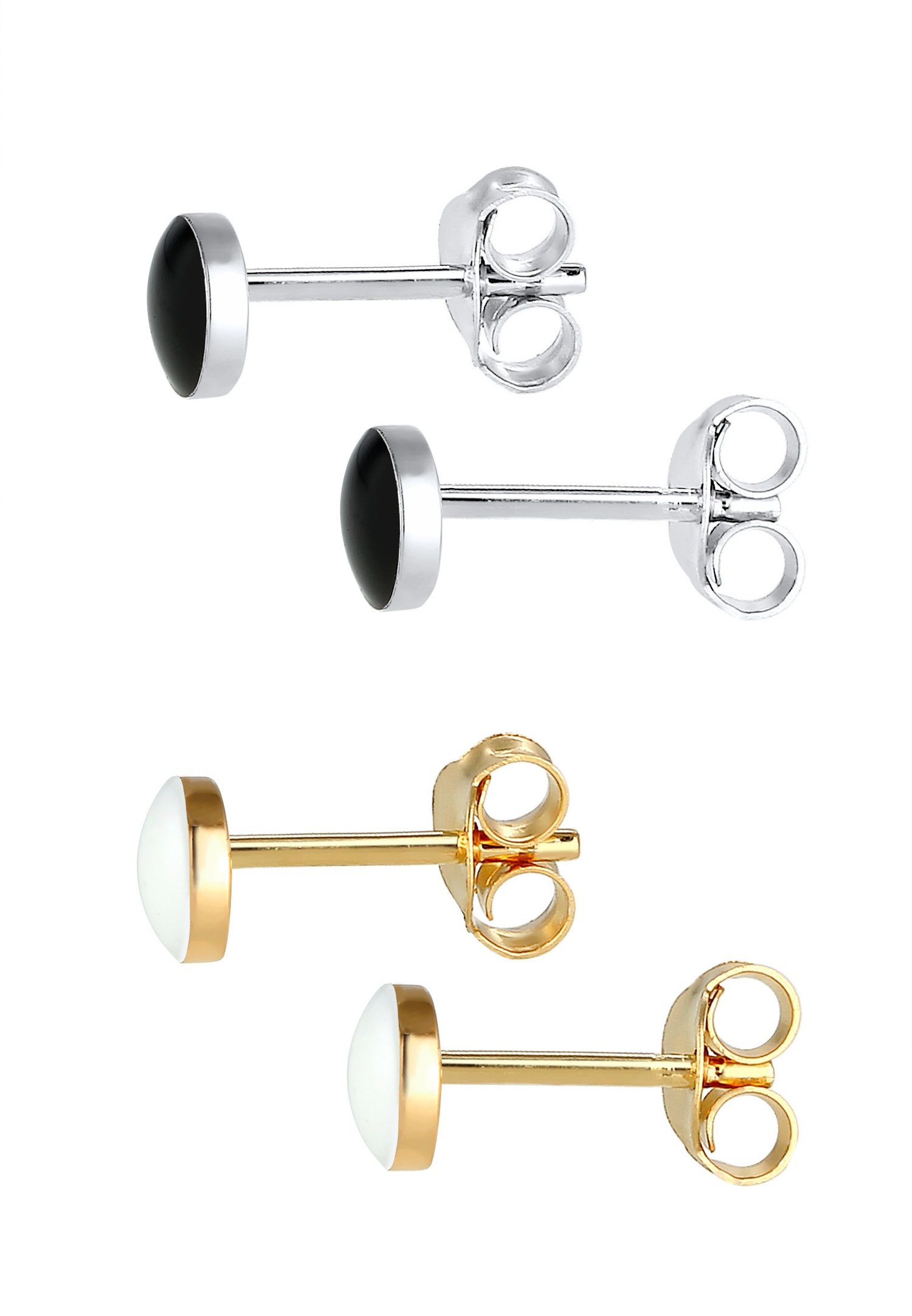 Elli Set Women's Enamel Stud Earrings Necklace - (925/1000) Silver Gold Plated