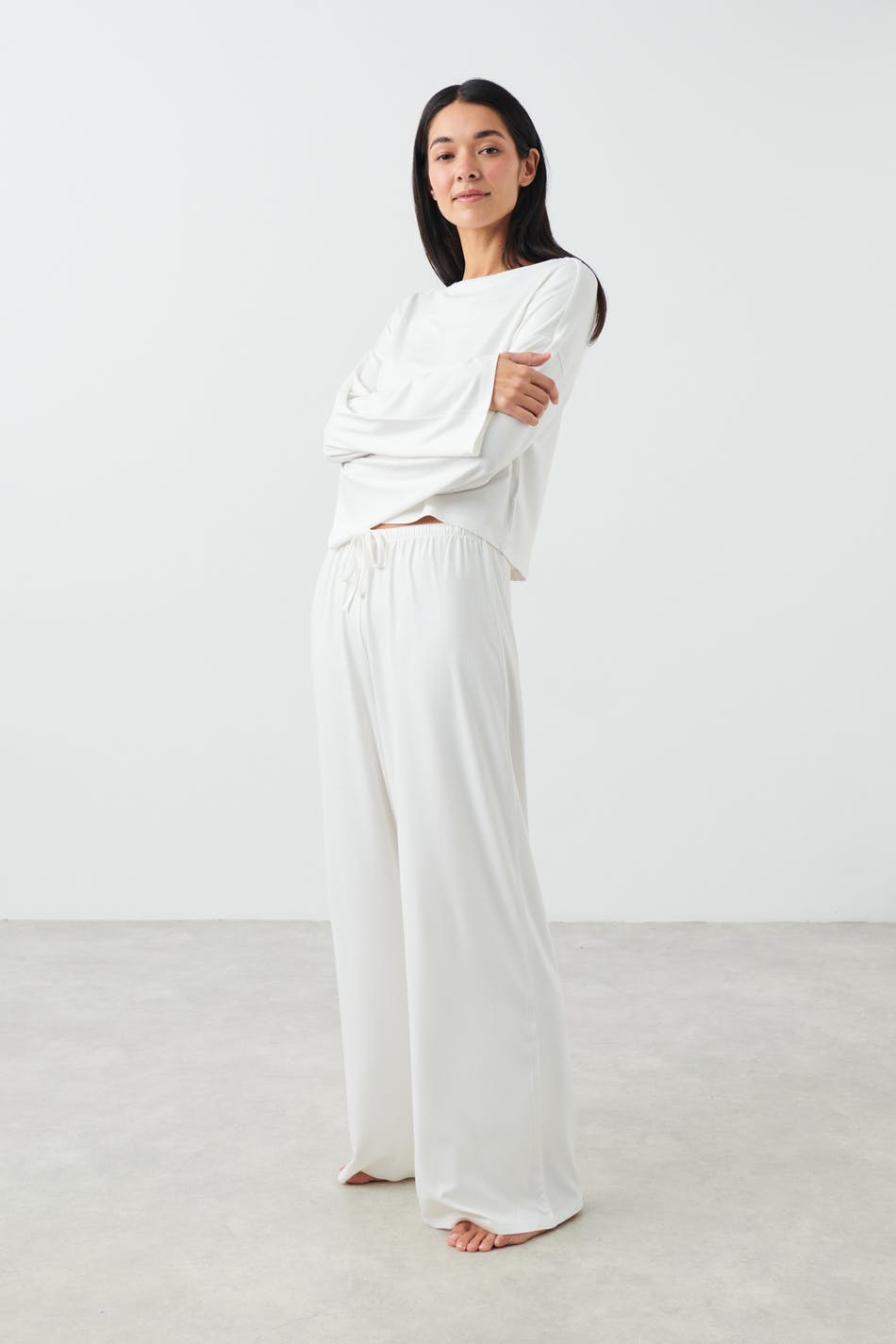 Drawstring wide trousers