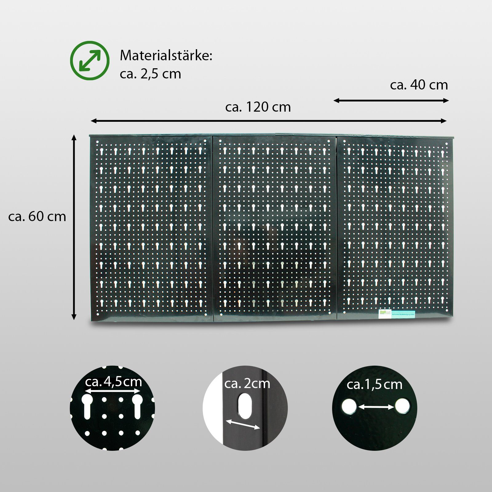 TRUTZHOLM Lochwand Werkzeug Lochwand aus Metall inkl. 17 tlg. Hakenset 120 x 60 cm unendl, (Set)