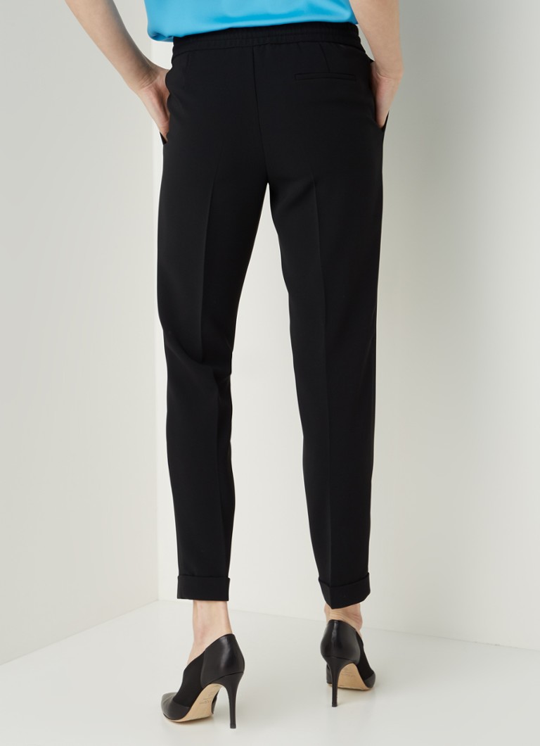 Pantaloni HUGO BOSS Tariyana cu talie medie, croială slim, cu șnur de fixare