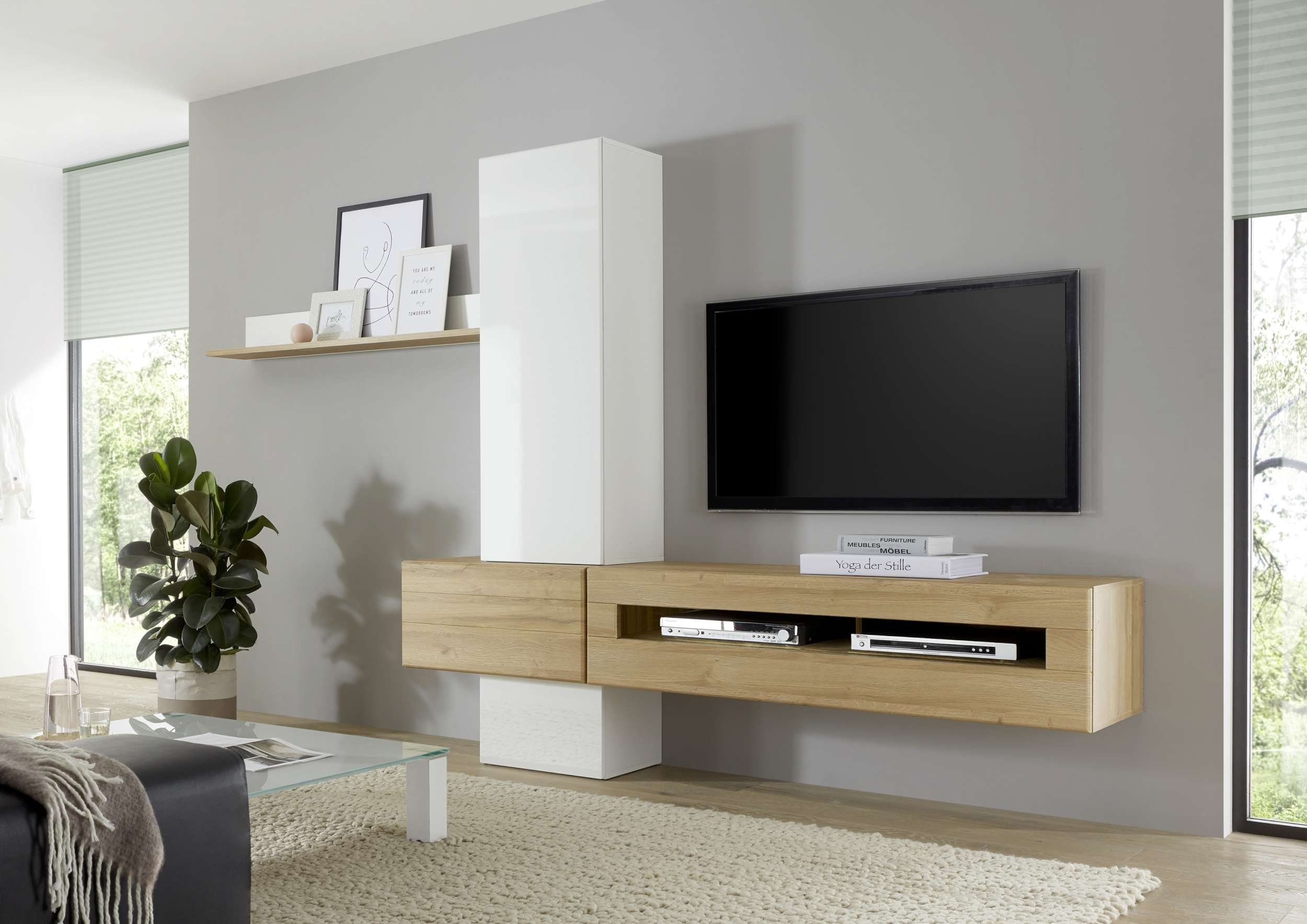 Stylefy Wohnwand Keymen, (Set (5-St), Wohnzimmer-Set), 5-teilig, mit Push-to-Open, MDF, variabel hängbar, Modern Design