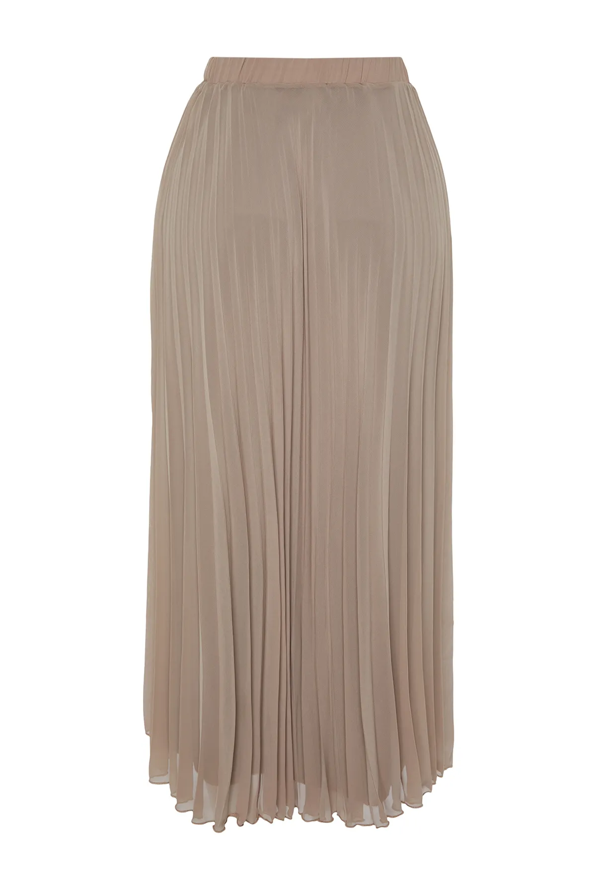 Trendyol Modest  Beiger Plisseerock aus gewebtem Chiffon mit elastischer Taille und Futter TCTSS23EE00019