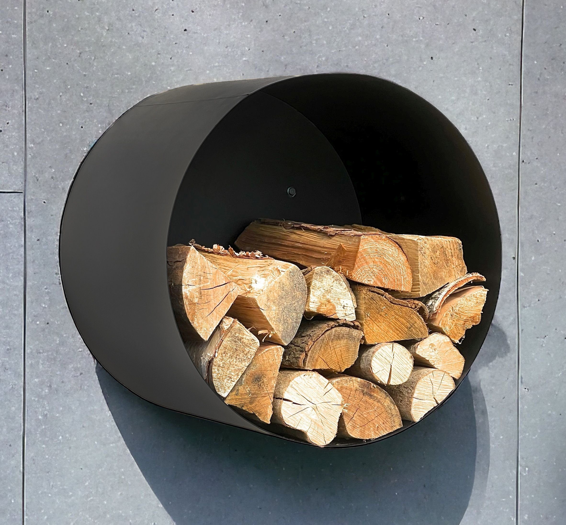 DanDiBo Kaminholzregal Kaminholzregal Innen Metall Schwarz Rund Wand 50 cm