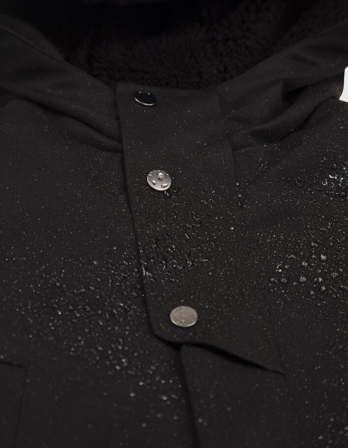 Parka noire à capuche doublure matelassée garçon