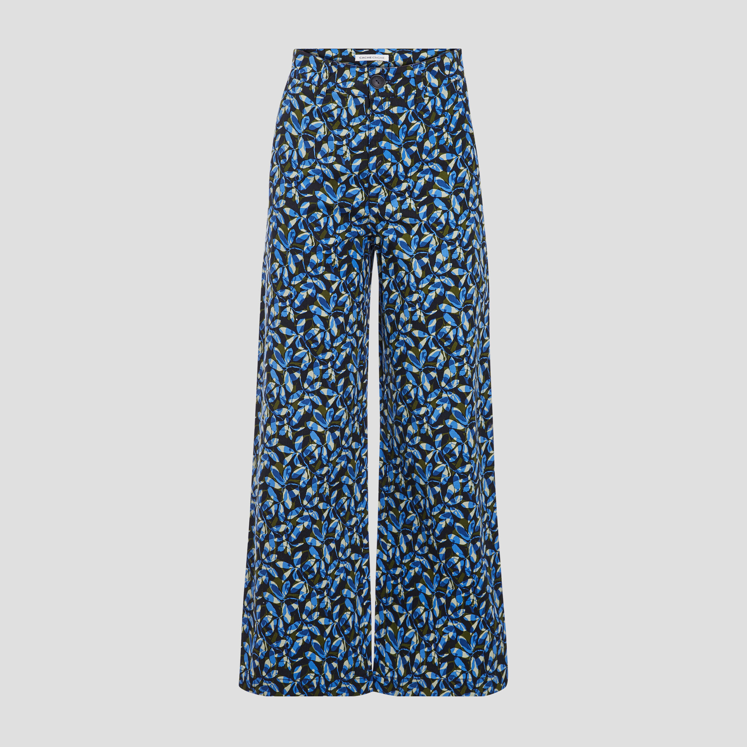 Pantalon large taille haute vert kaki femme | Cache Cache