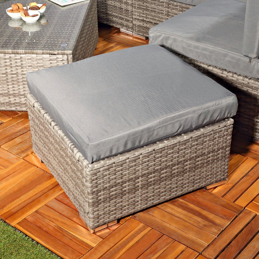 Mucola Gartenlounge-Set Lounge Gartenmöbel Set Sitzgruppe Polyrattan Gartenlounge Gartenmöbel, (Set, 8-tlg., 1x Mehrteiliger Sofa 1x Ottomane 1x Tisch), Kissen inkl. Reißverschluss, daher abnehm- und waschbar