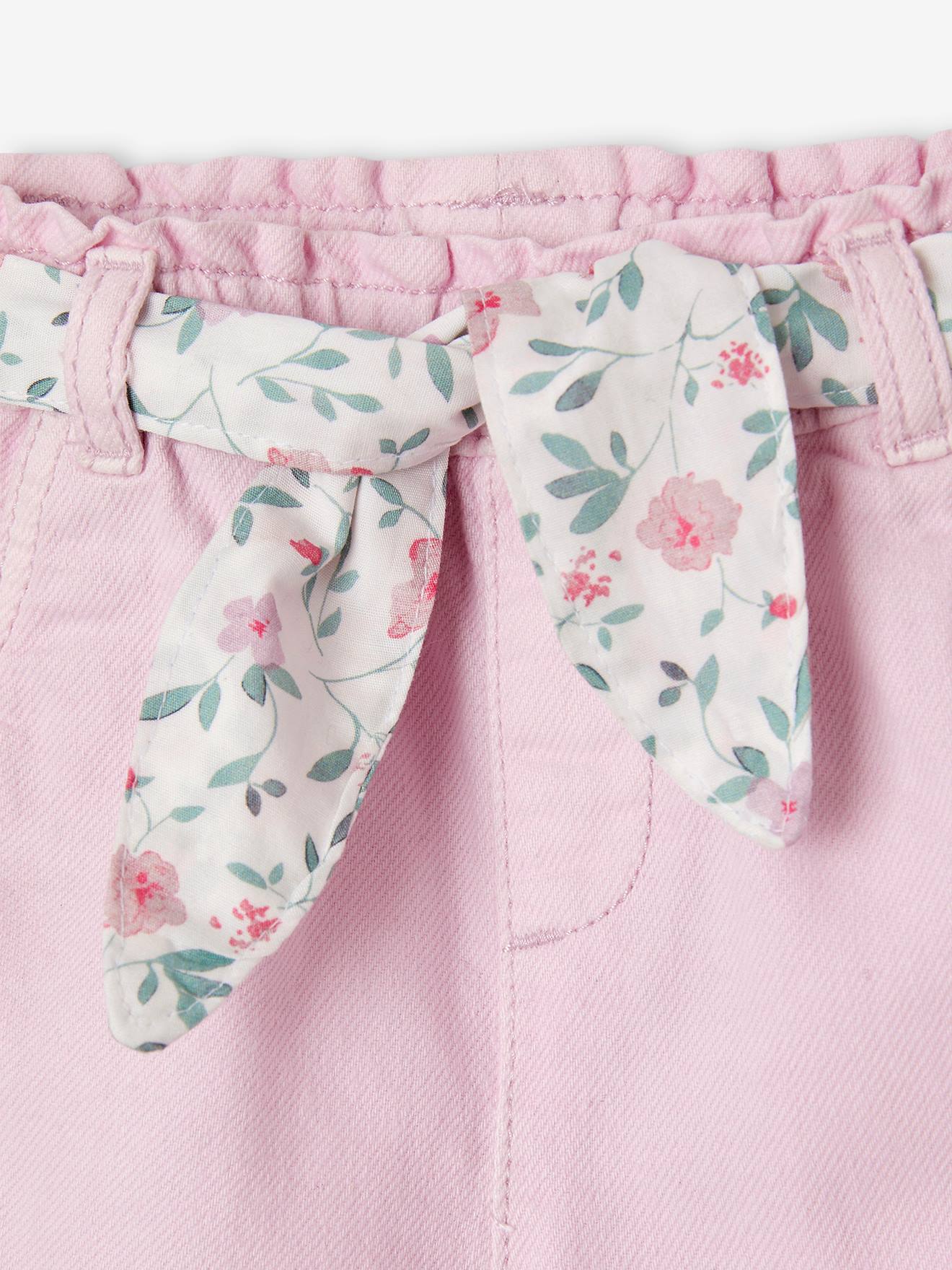 Vertbaudet Mädchen Baby Paperbag-Shorts mit Gürtel - lila