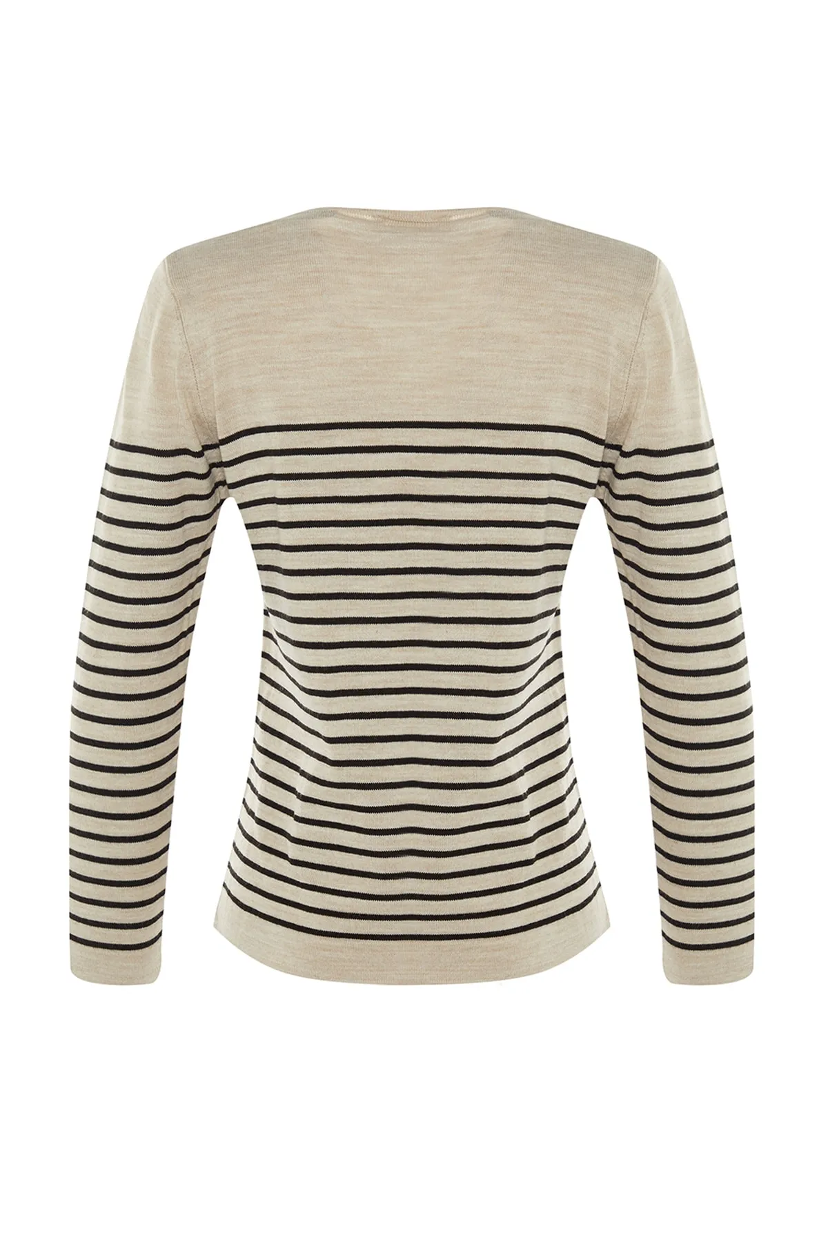 Trendyol Collection  Steinfarbener Basic-Strickpullover mit Streifen TWOAW23KZ01846