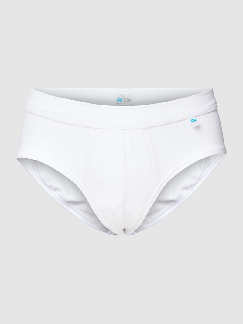 Slip mit Teilungsnähten Modell 'Long Life Cotton Midi-Slip' in weiß