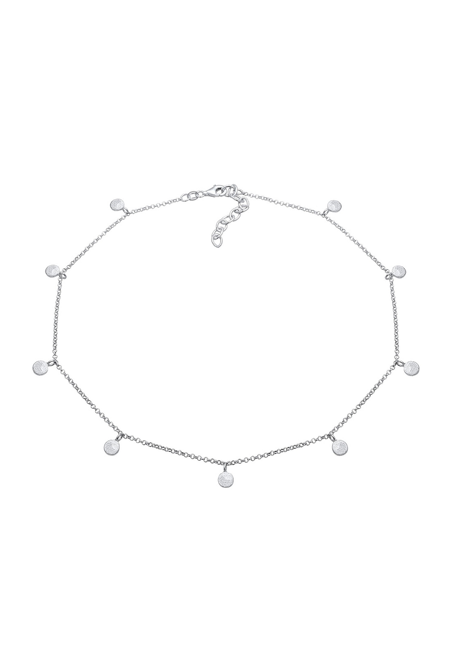 Ženska ogrlica Elli, geometrijski krog, osnovni mat, 925 sterling srebrni kovanec