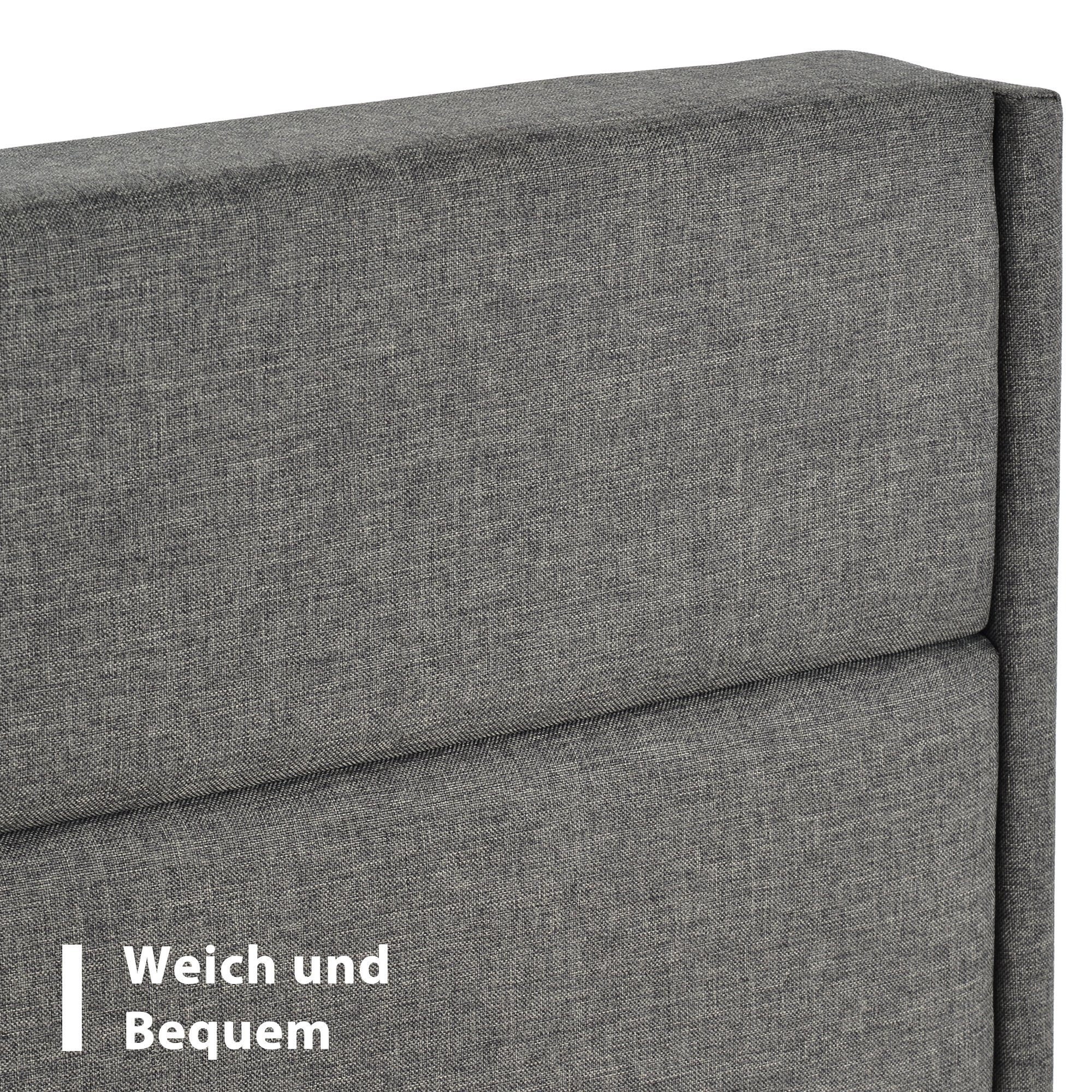Flieks Polsterbett, Holzbett Einzelbett mit Lattenrost Leinen 90x200cm
