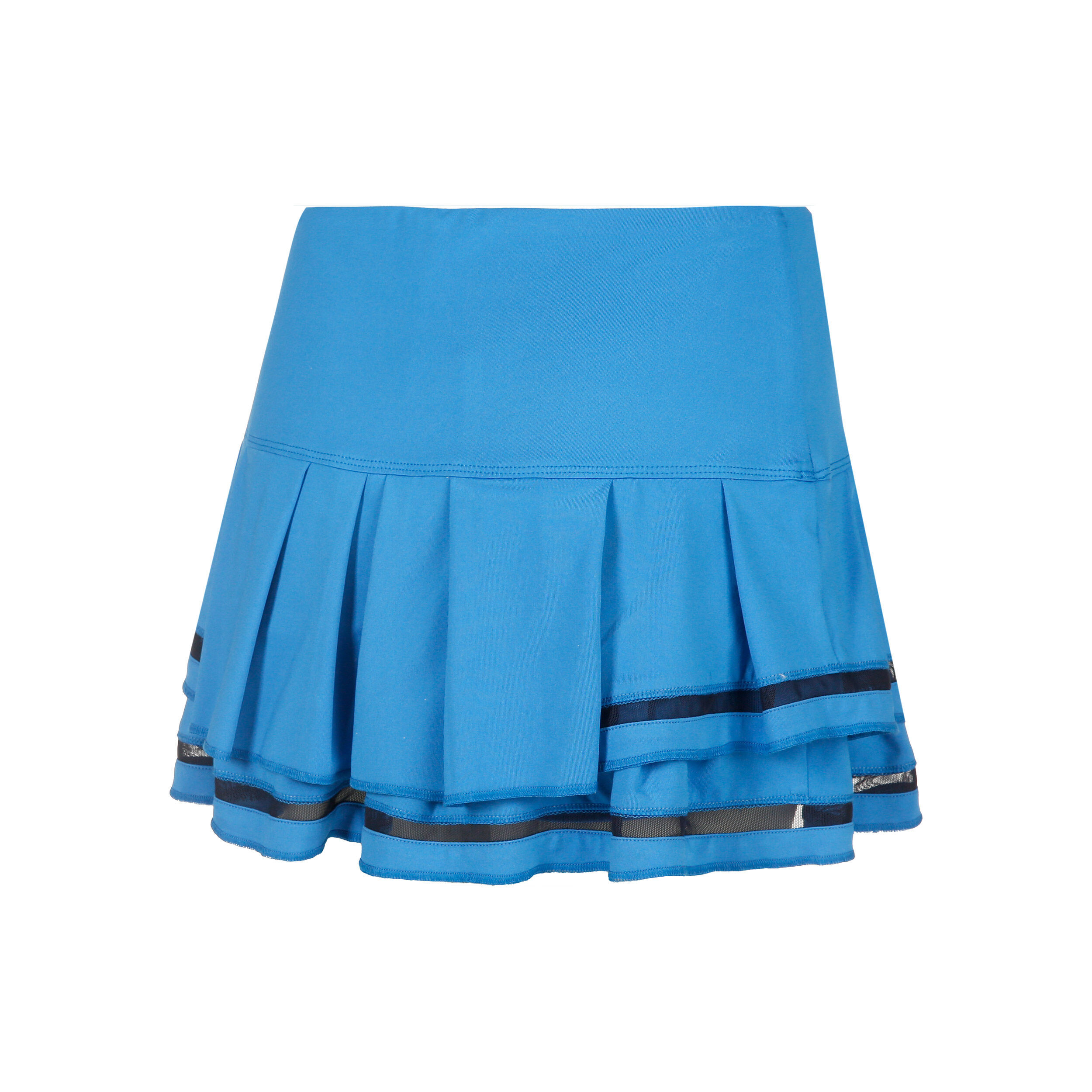Long Pleat Tier Rock Damen - Blau, Schwarz