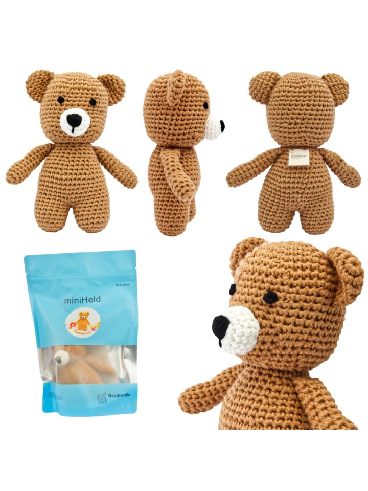 miniHeld Handgestrickter Bär gehäkelt aus Baumwolle Spielzeug 15 cm 0 Monate günstig kaufen onesize