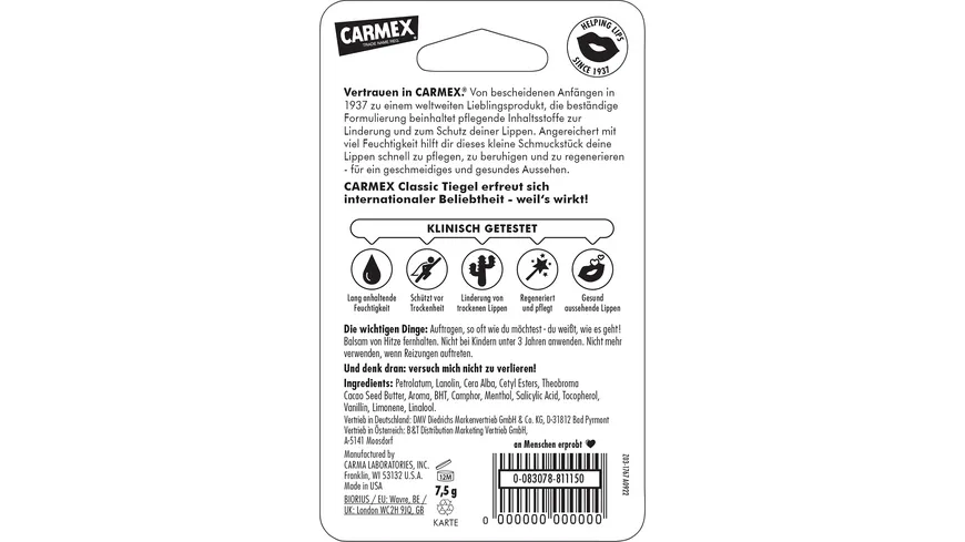 Carmex Lippenpflege Classic Tiegel 7.5 g