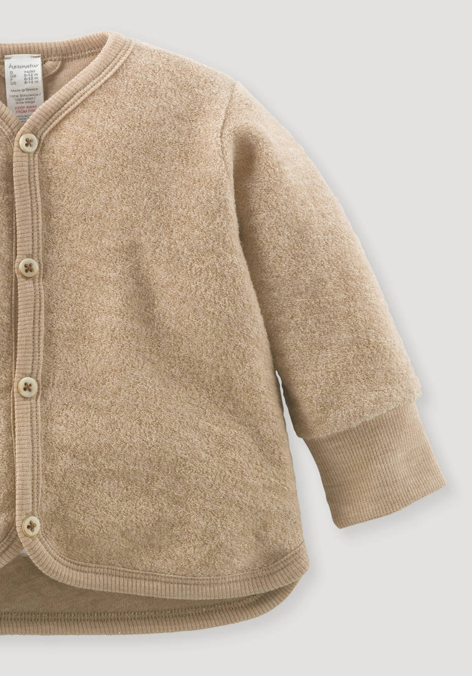 Wollfrottee-Jacke aus reiner Bio-Merinowolle