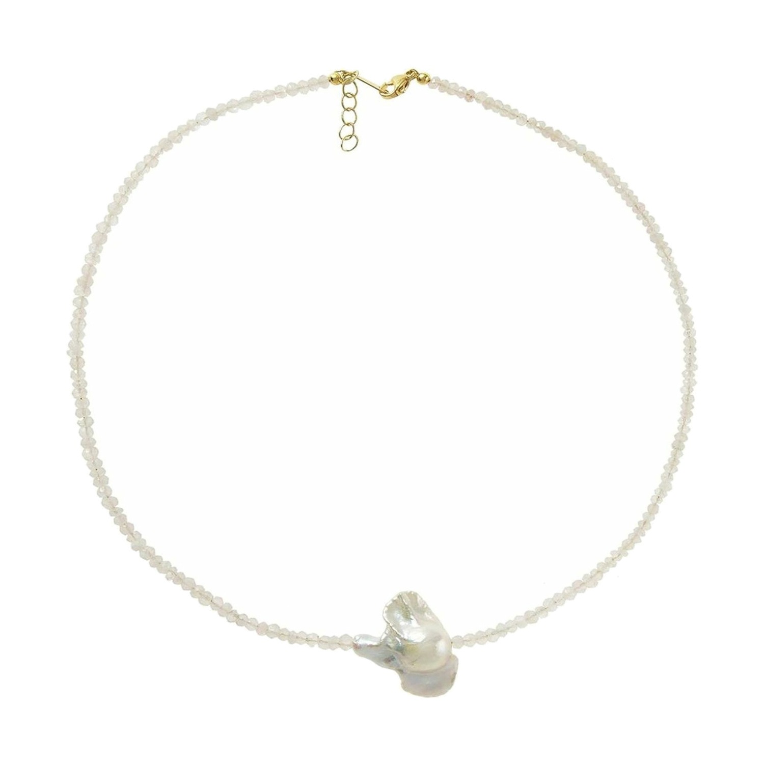 Perlenkette 'Rosenquarz und Barock Zuchtperle'