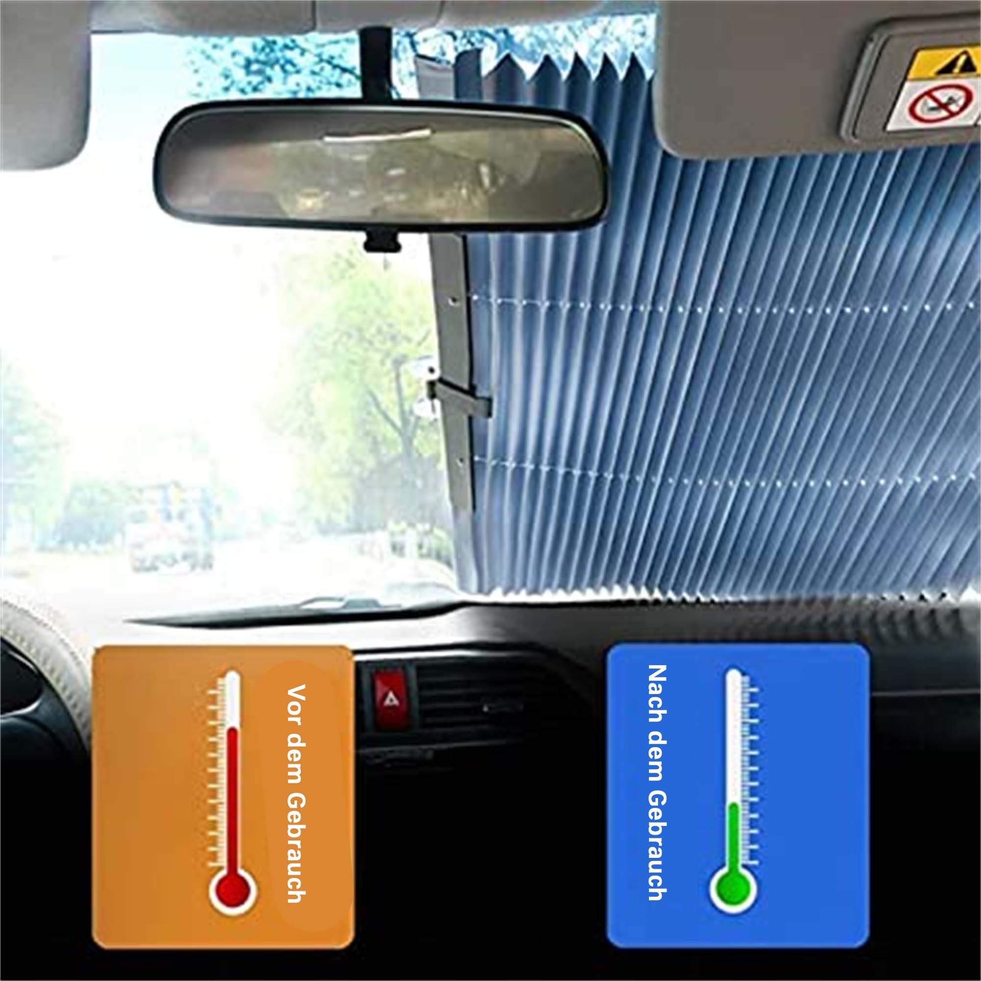 flowgoer Autosonnenschutz Klassische Mode04, (1-St., Wärmeisoliert, Anti-UV, schnelle Abkühlzeit), Teleskopisches Design, geringe Größe,Klare Sicht,Schneller Einbau
