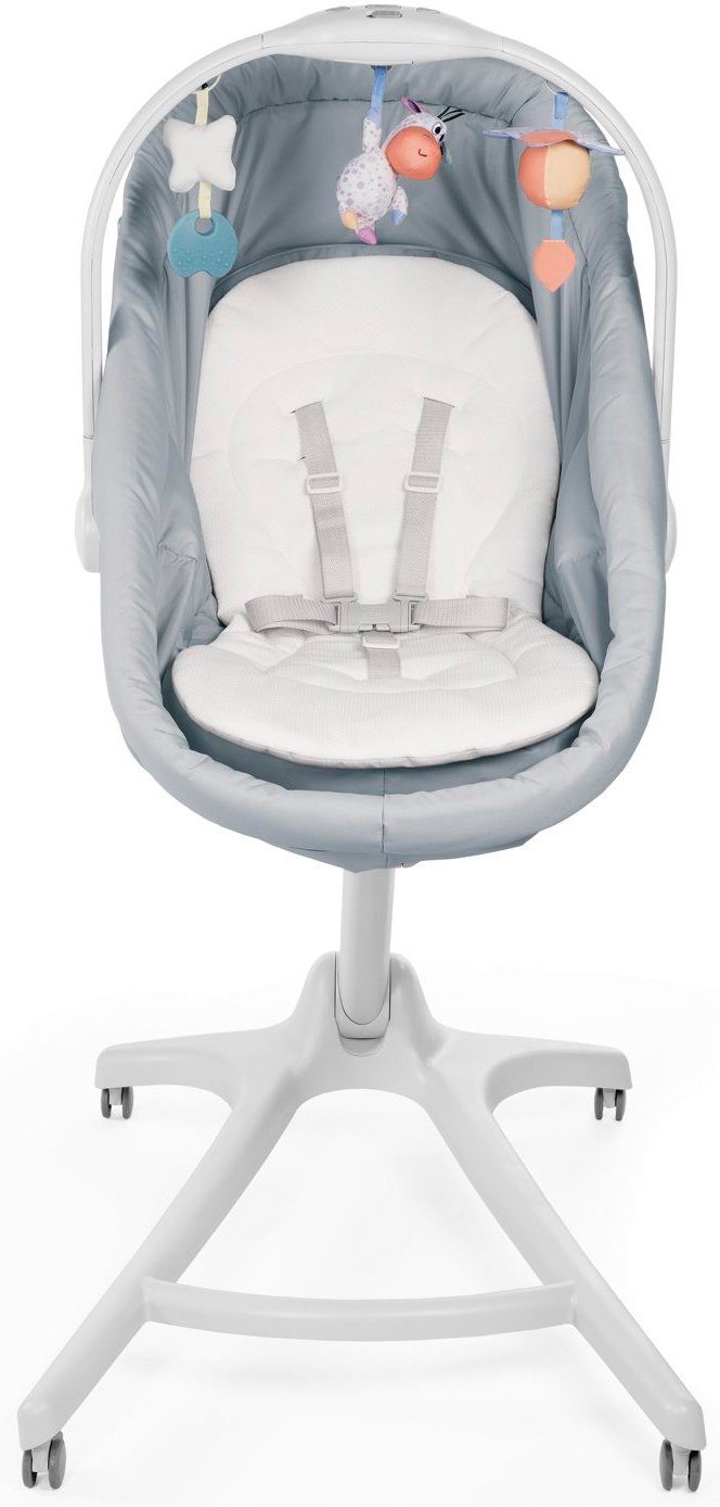 Chicco Kombihochstuhl Baby Hug 4 in 1, Grey, Stubenwagen, Liegesessel, Hochstuhl und erster Stuhl in Einem!