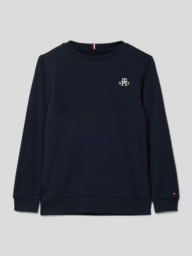 Sweatshirt mit Label-Stitching in marineblau
