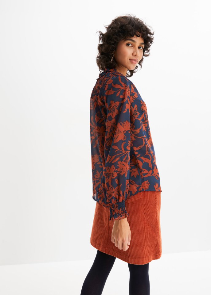 Chiffon Bluse mit Smok-Details