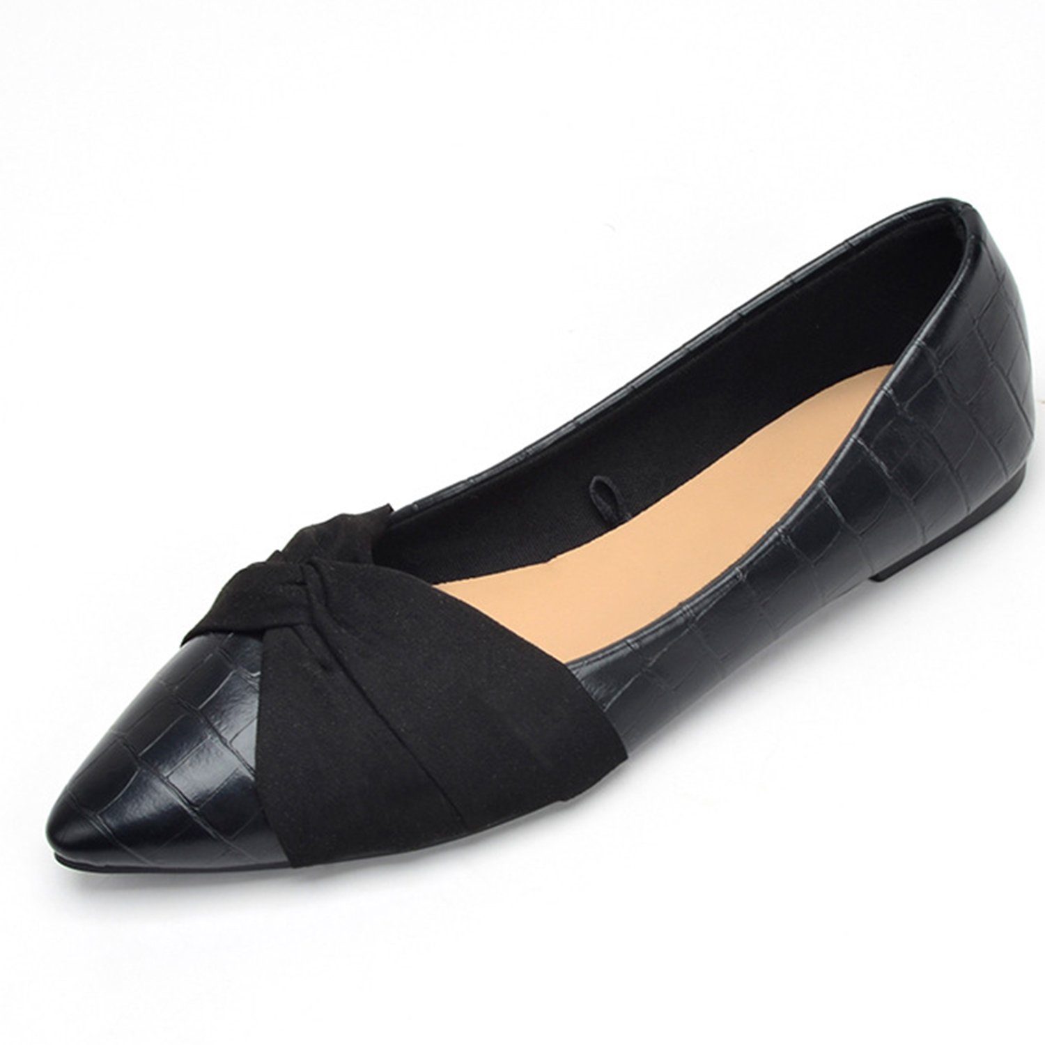 Daisred Damen Klassische Ballerinas Flats Schleife Dress Schuhe Ballerina