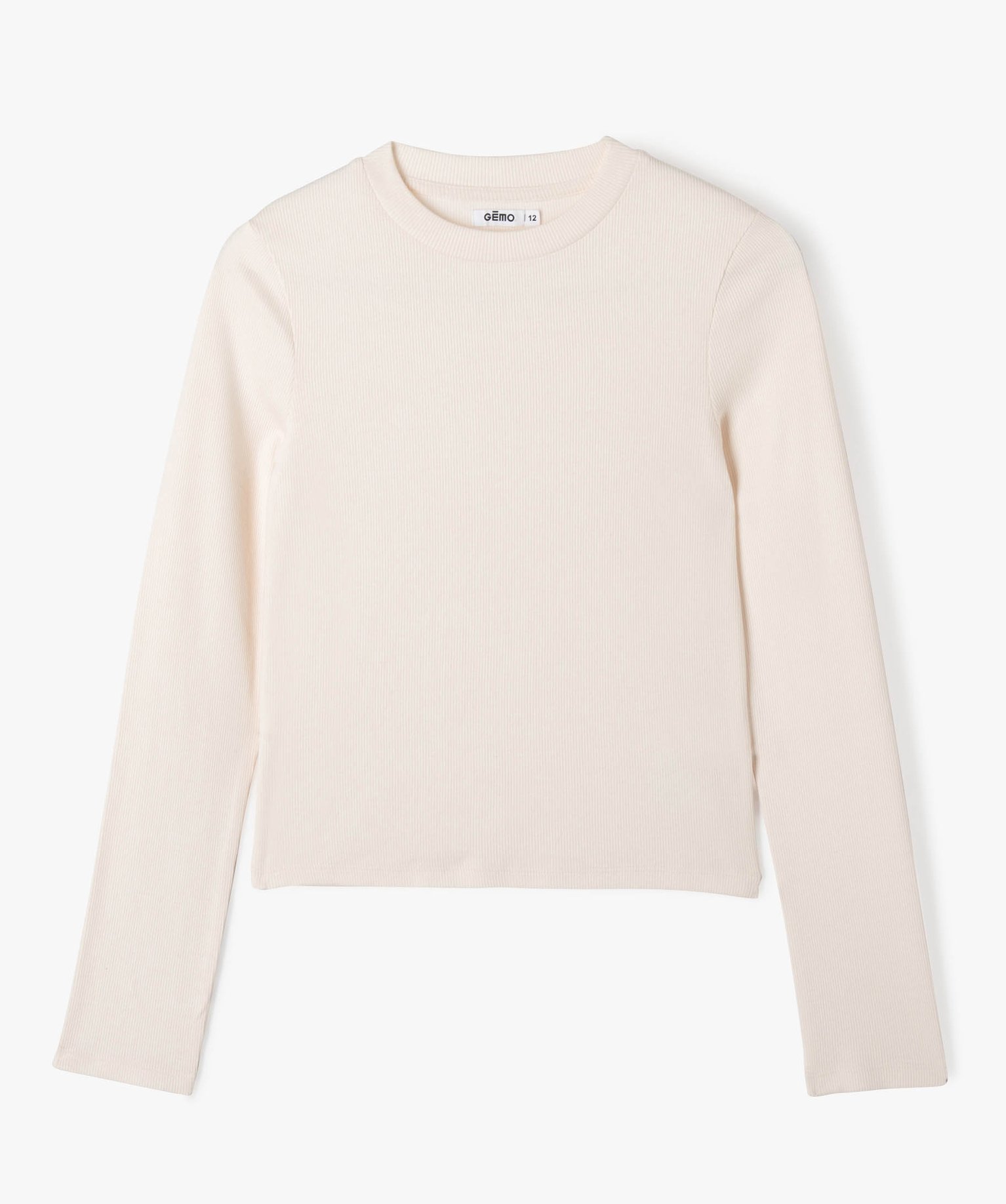 Tee-shirt à manches longues en maille ctelée fille ecru | GEMO