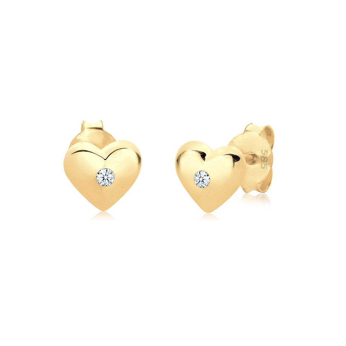 Ohrringe Kinder Herz Diamant (0.04 ct.) 585 Gelbgold Ohrstecker für Mädchen