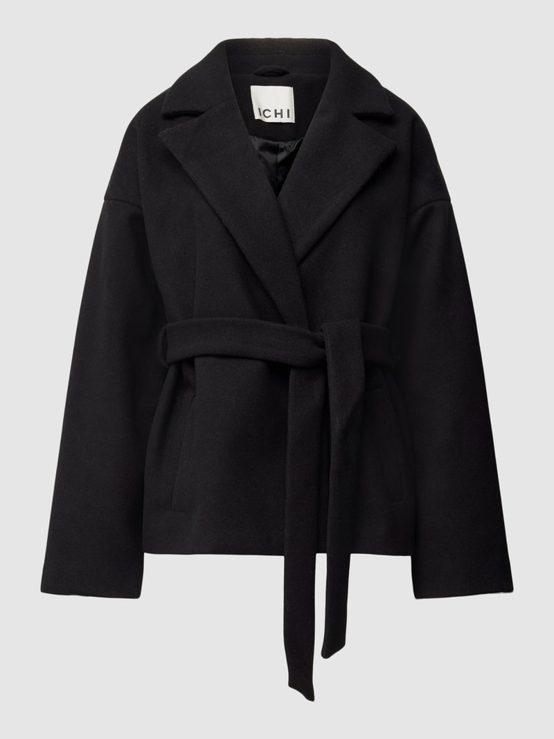 Jacke mit Bindegürtel Modell 'Jannet' in schwarz
