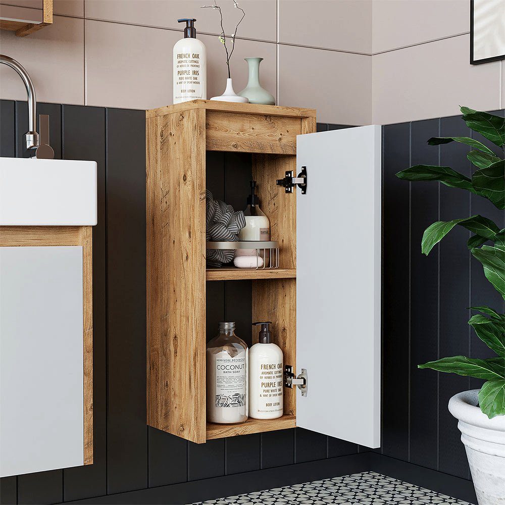 Roomart Badmöbel-Set, (Roomart, Badezimmermöbel, Seitenschrank, Badregal, in 4 Farben)