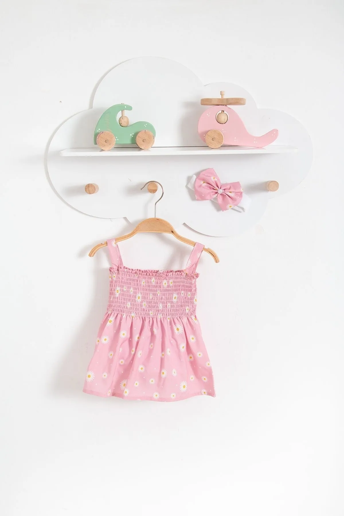 Bubito  Sommer Babykleid mit Gänseblümchen und Bandana-Pink