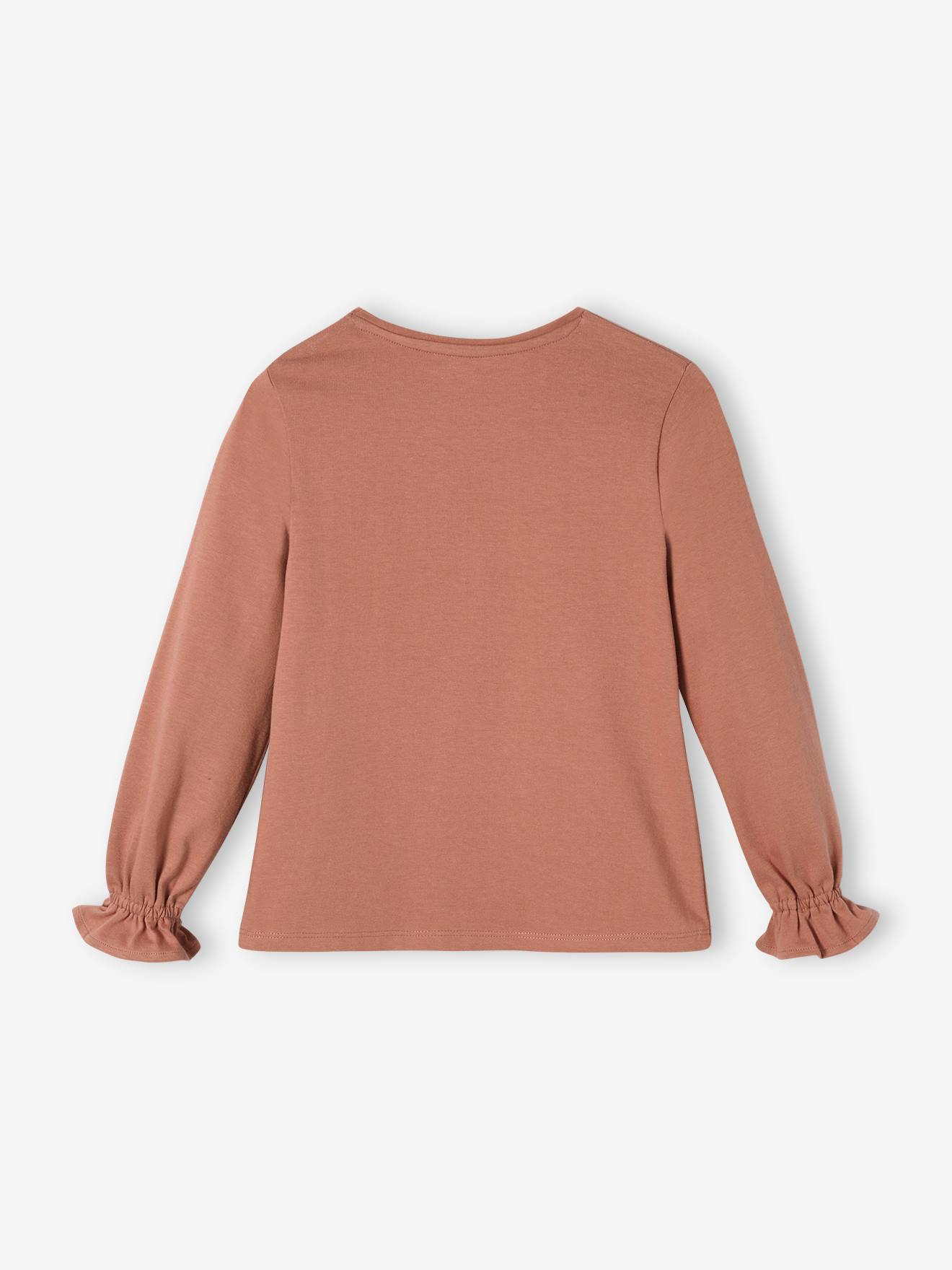 T-shirt romantique animation en relief et détails irisés fille écru