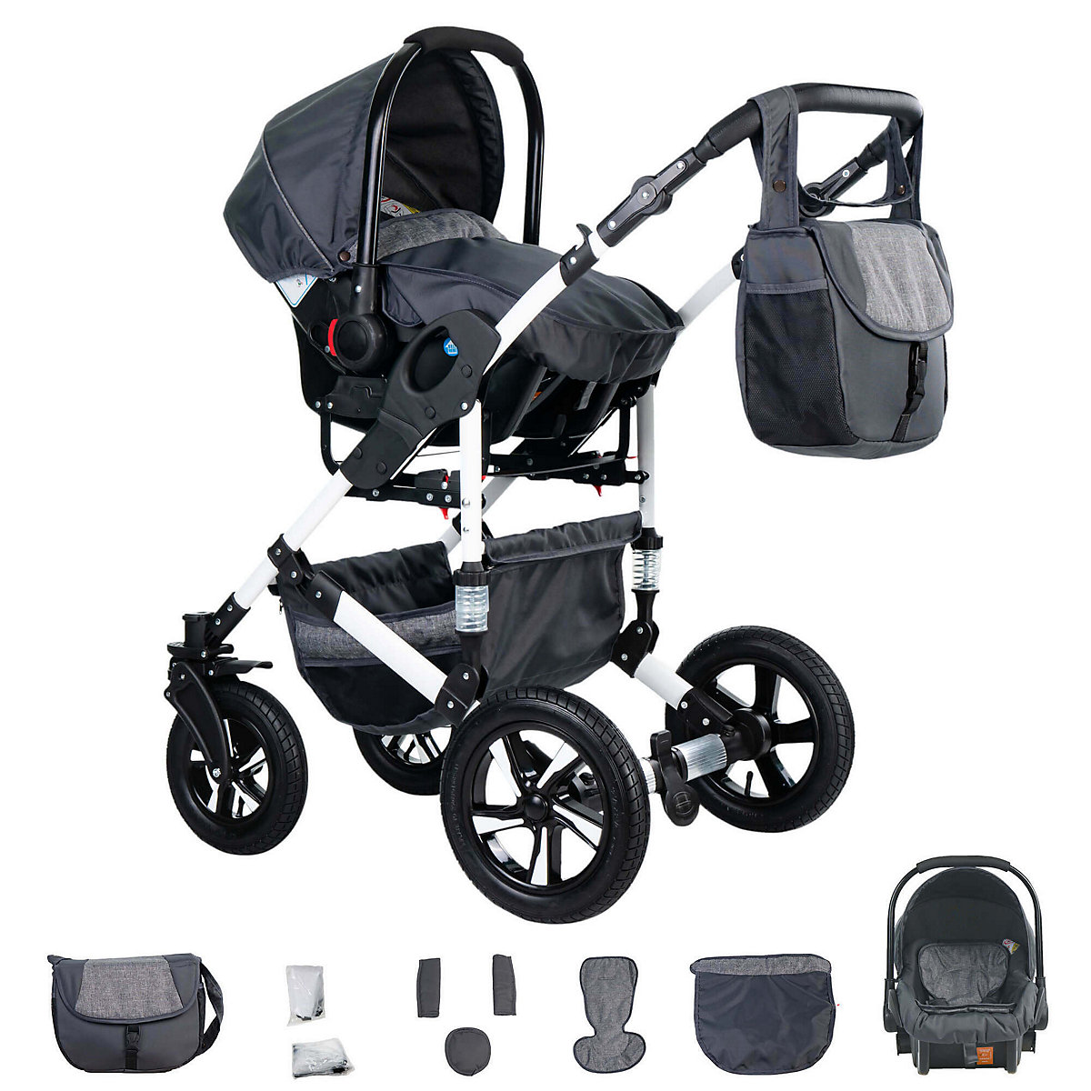 Hamburg | 3 in 1 Kombi Kinderwagen Komplettset | Hartgummireifen Kombikinderwagen