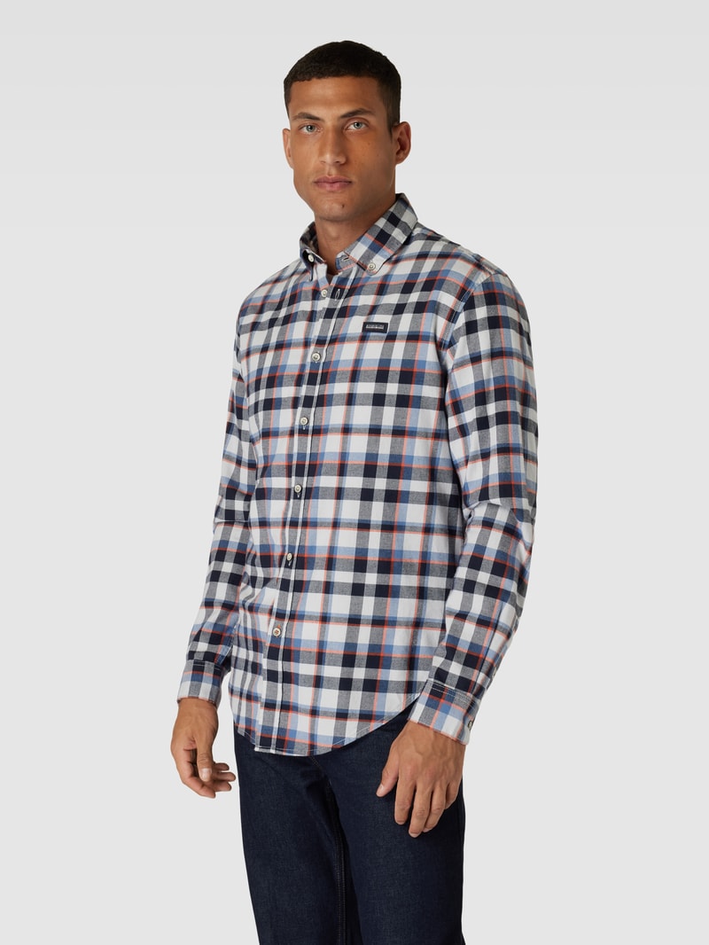 Freizeithemd mit Karomuster und Button-Down-Kragen in offwhite