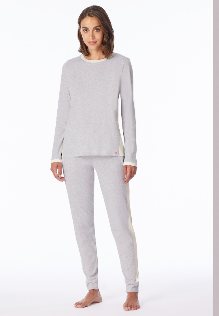 Schlafanzug lang Bio-Baumwolle grau-meliert - Casual Nightwear