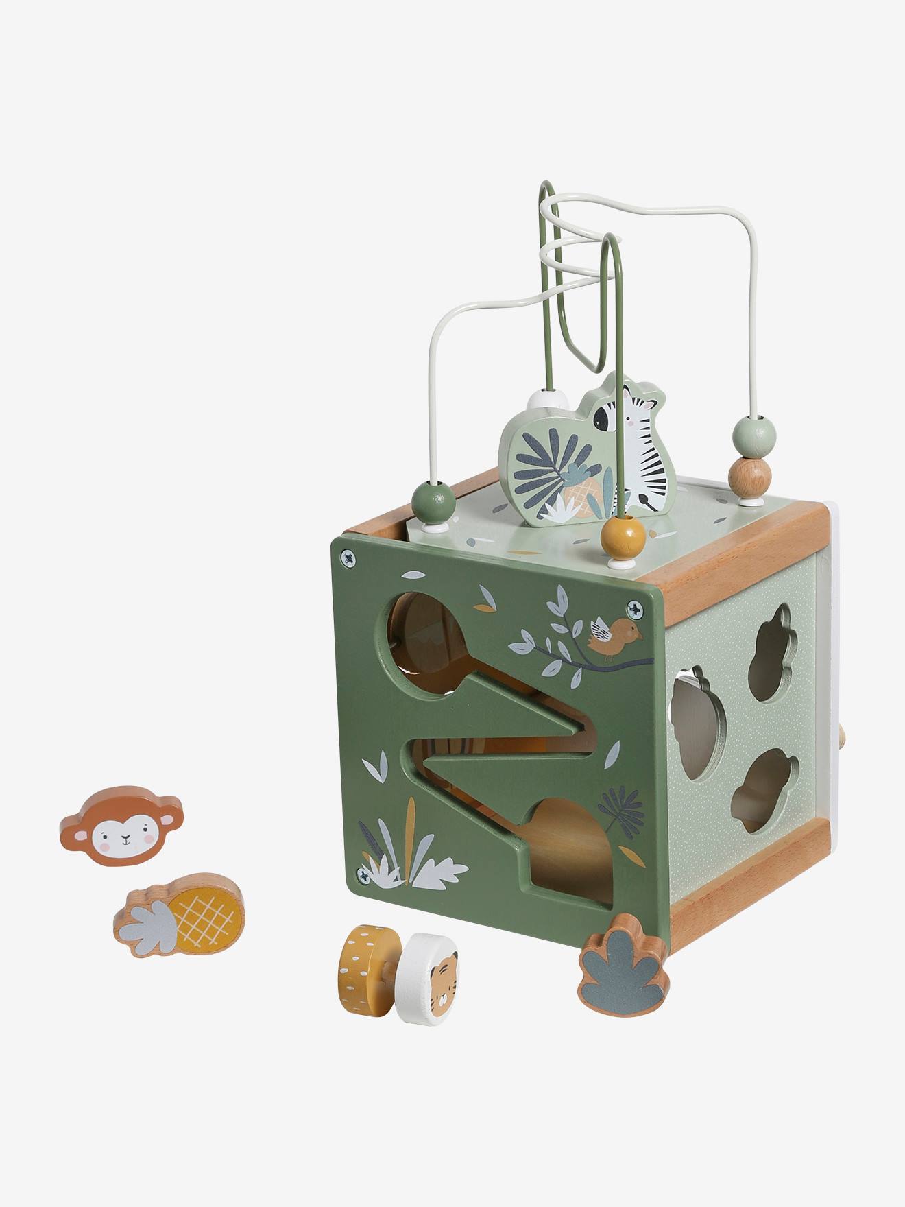 Vertbaudet Kleiner Baby Activity-Würfel TANSANIA aus Holz FSC - grün