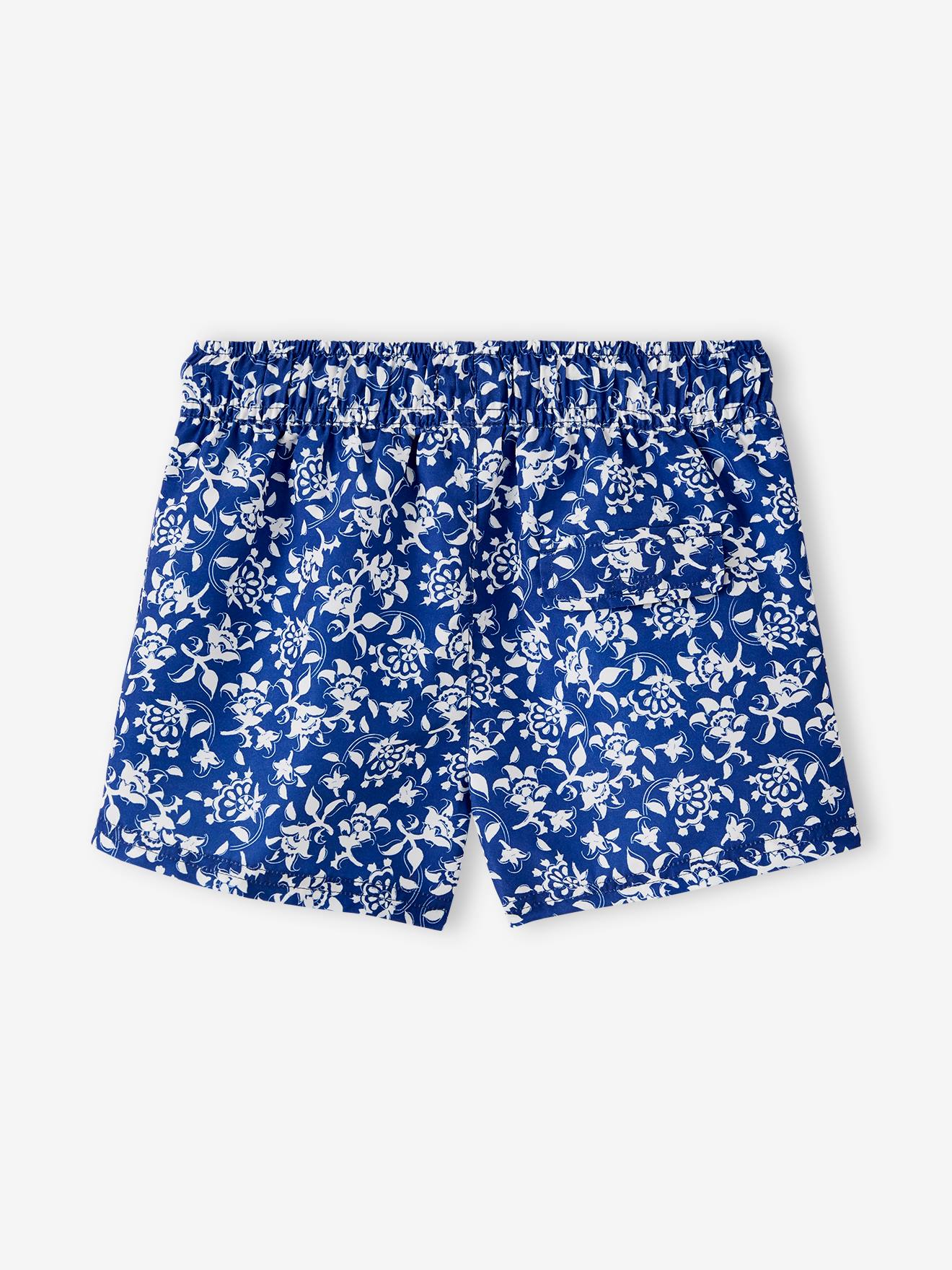 Vertbaudet Capsule Bademode Team Familie: Jungen Badeshorts Oeko-Tex - blau/weiß geblümt