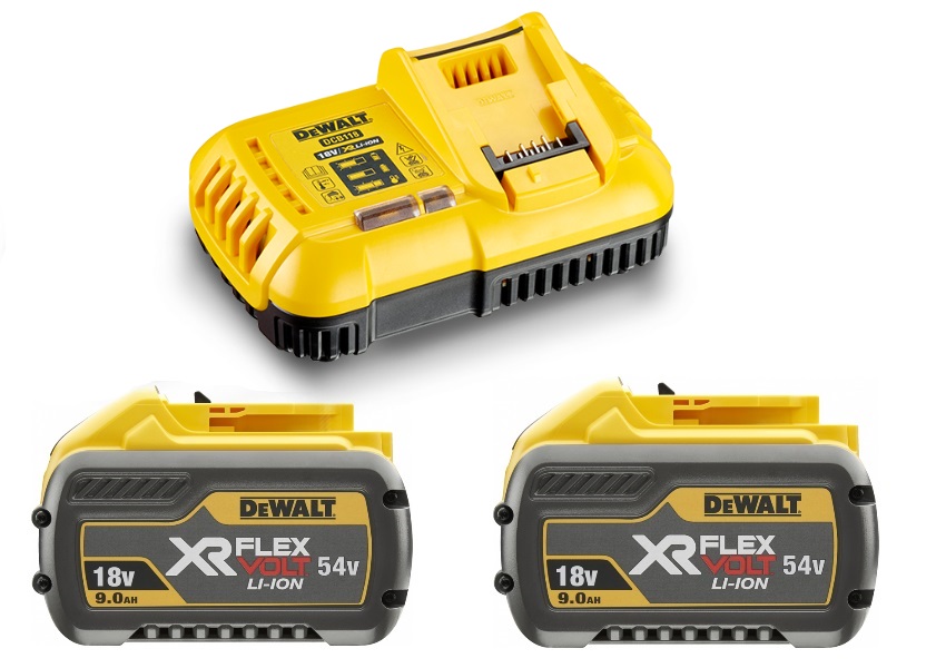 Accessoires DeWalt DCB118X2-QW Kit de démarrage FlexVolt - 2 batteries FlexVolt 54 V 9,0 Ah Li-Ion + chargeur rapide DCB118