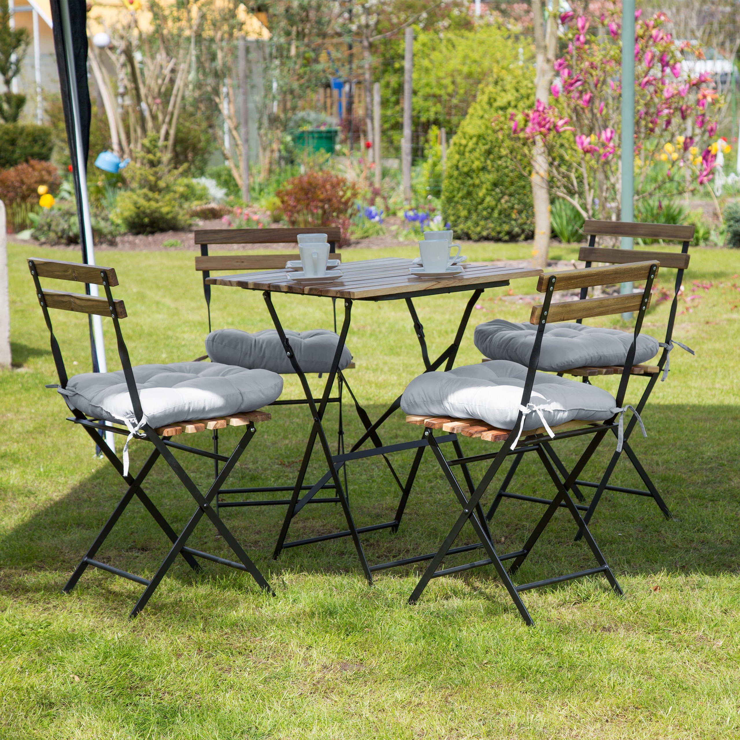 relaxdays Stuhlkissen Stuhlkissen 4er Set, Grau