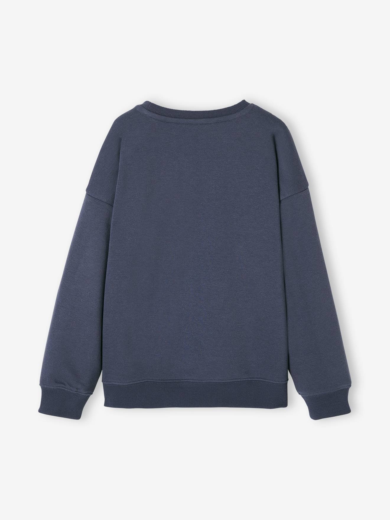 Sweat couleur motif poitrine Basics garçon bleu ardoise