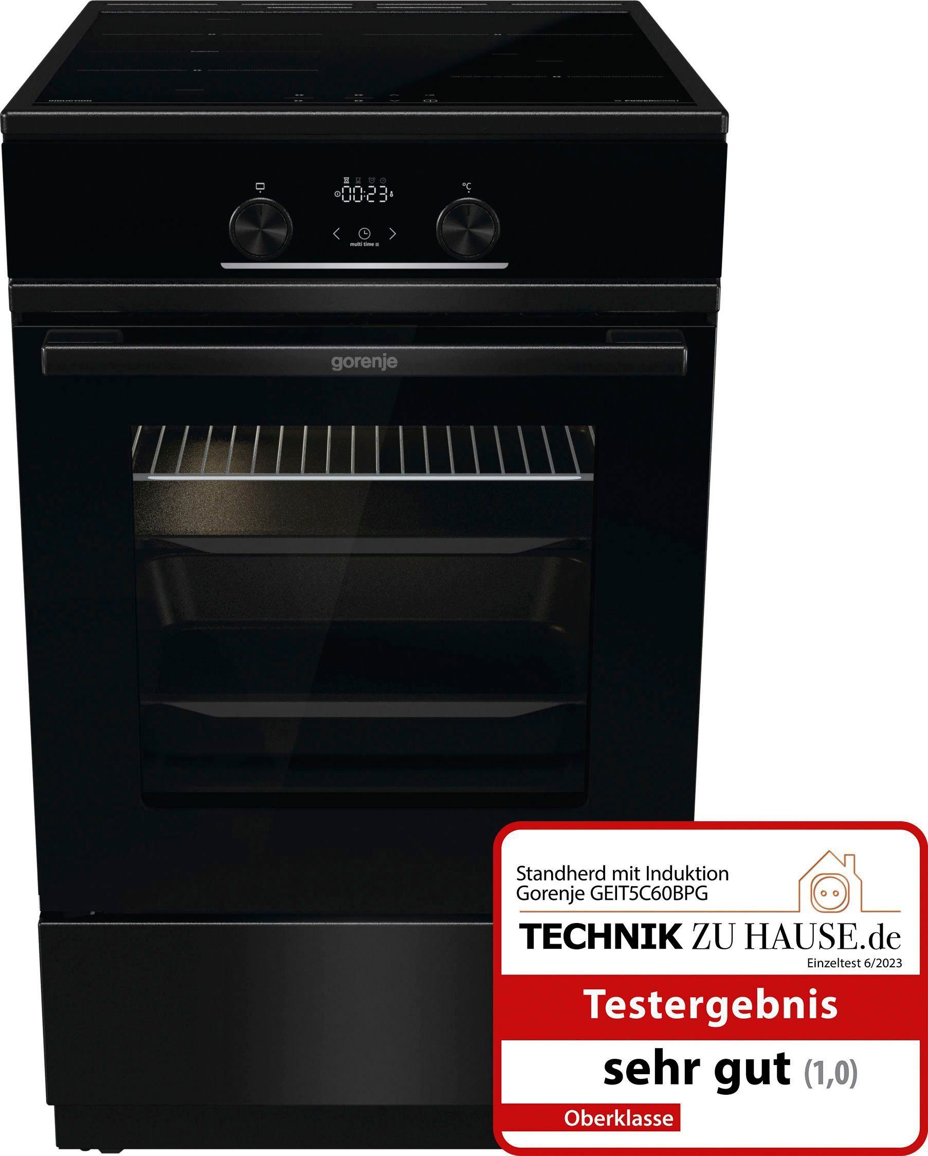 GORENJE Induktions-Standherd GEIT5C60BPG, mit 2-fach-Teleskopauszug, Aqua Clean