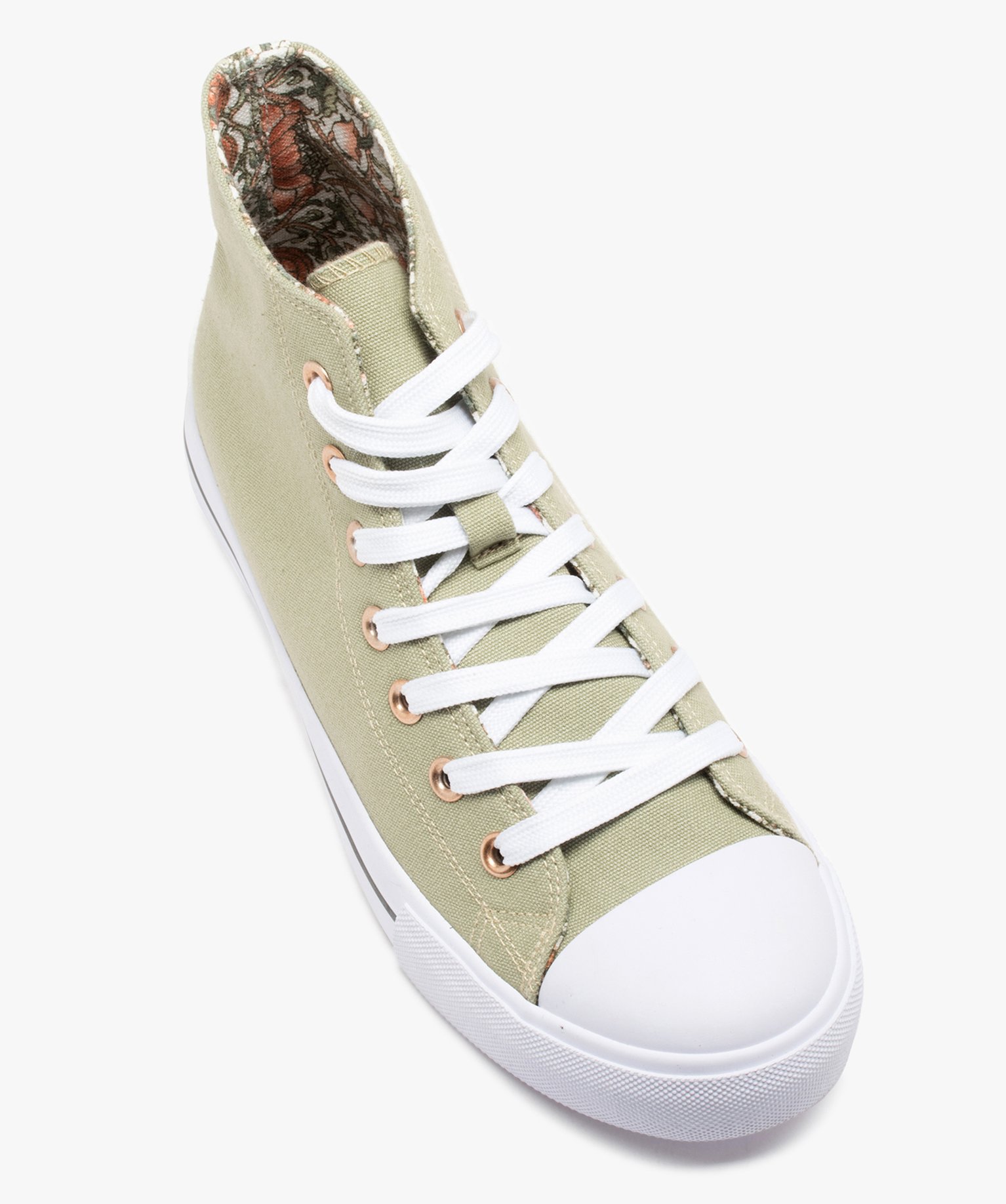 Baskets en toile montantes à bout renforcé femme vert | GEMO