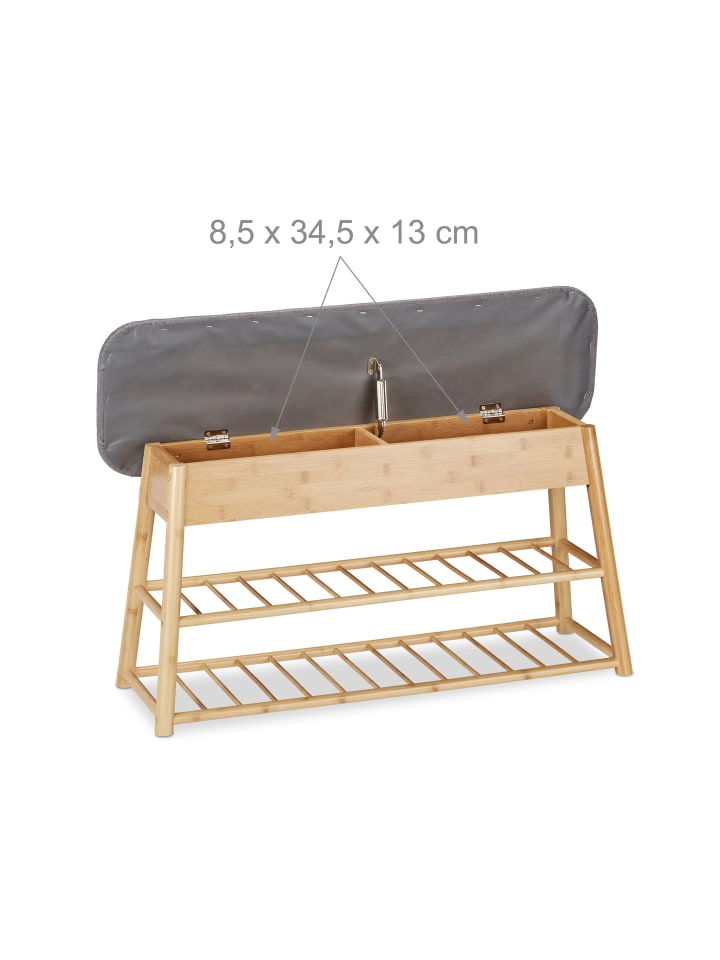 relaxdays Schuhbank in Natur - (B)90 x (H)48 x (T)28 cm günstig kaufen onesize