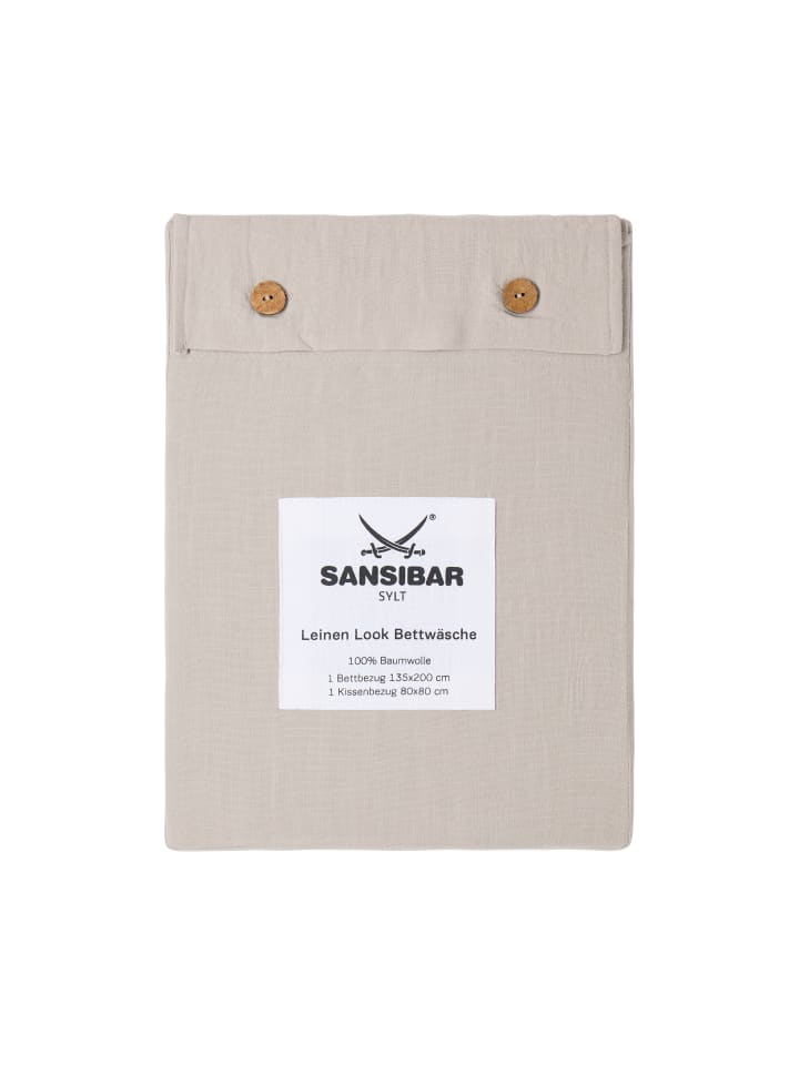 Sansibar Bettwäsche Leinen Look in Taupe günstig kaufen