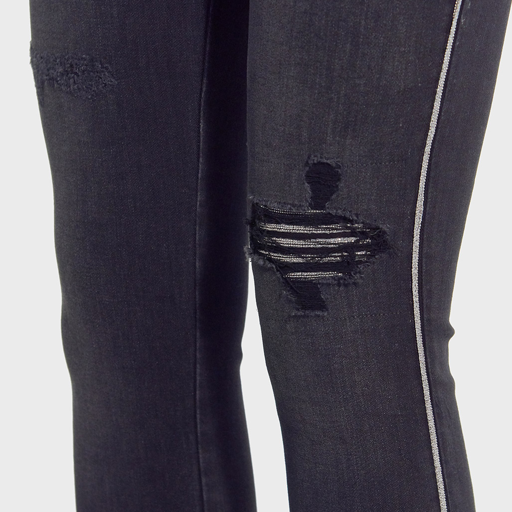 CAMIE  Jean slim Femme noir délavé & déchiré